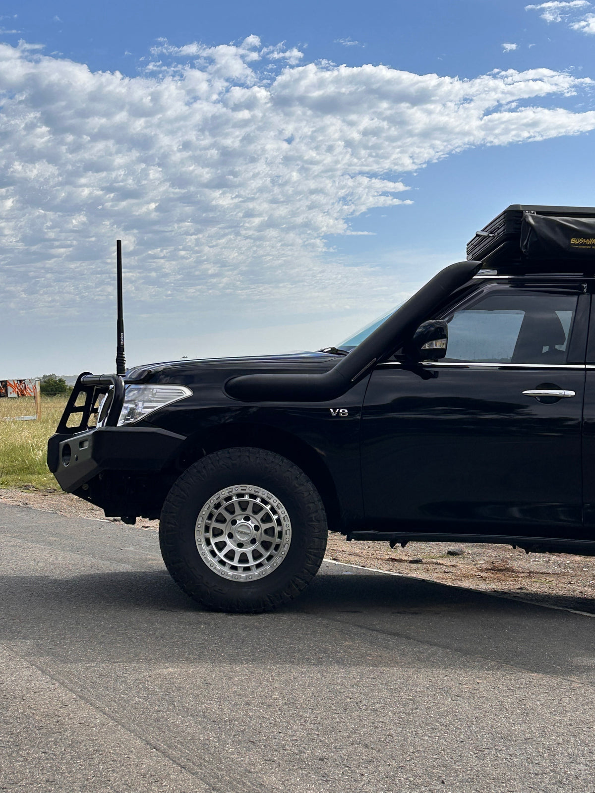 Nissan Patrol Y62 teardrop twin stainless snorkels by Canna Fabrication