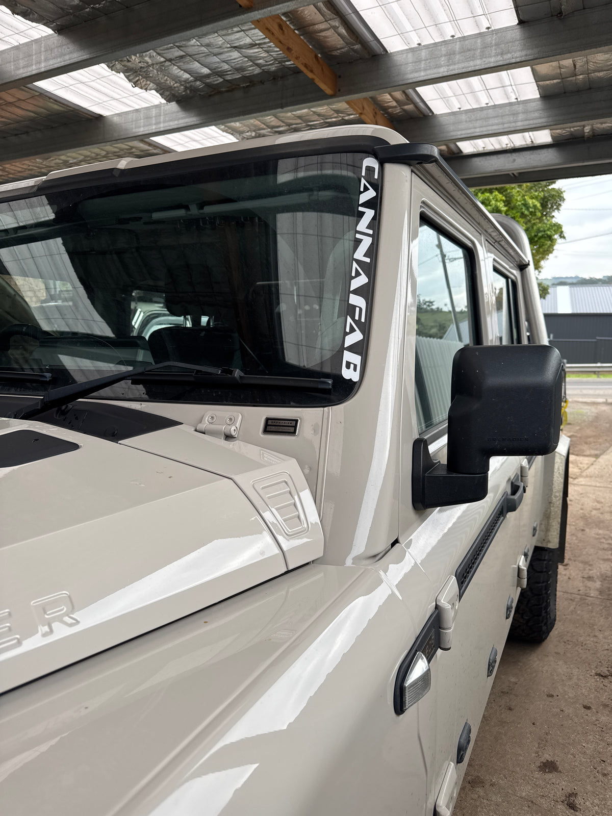 CannaFab snorkel windshield sticker