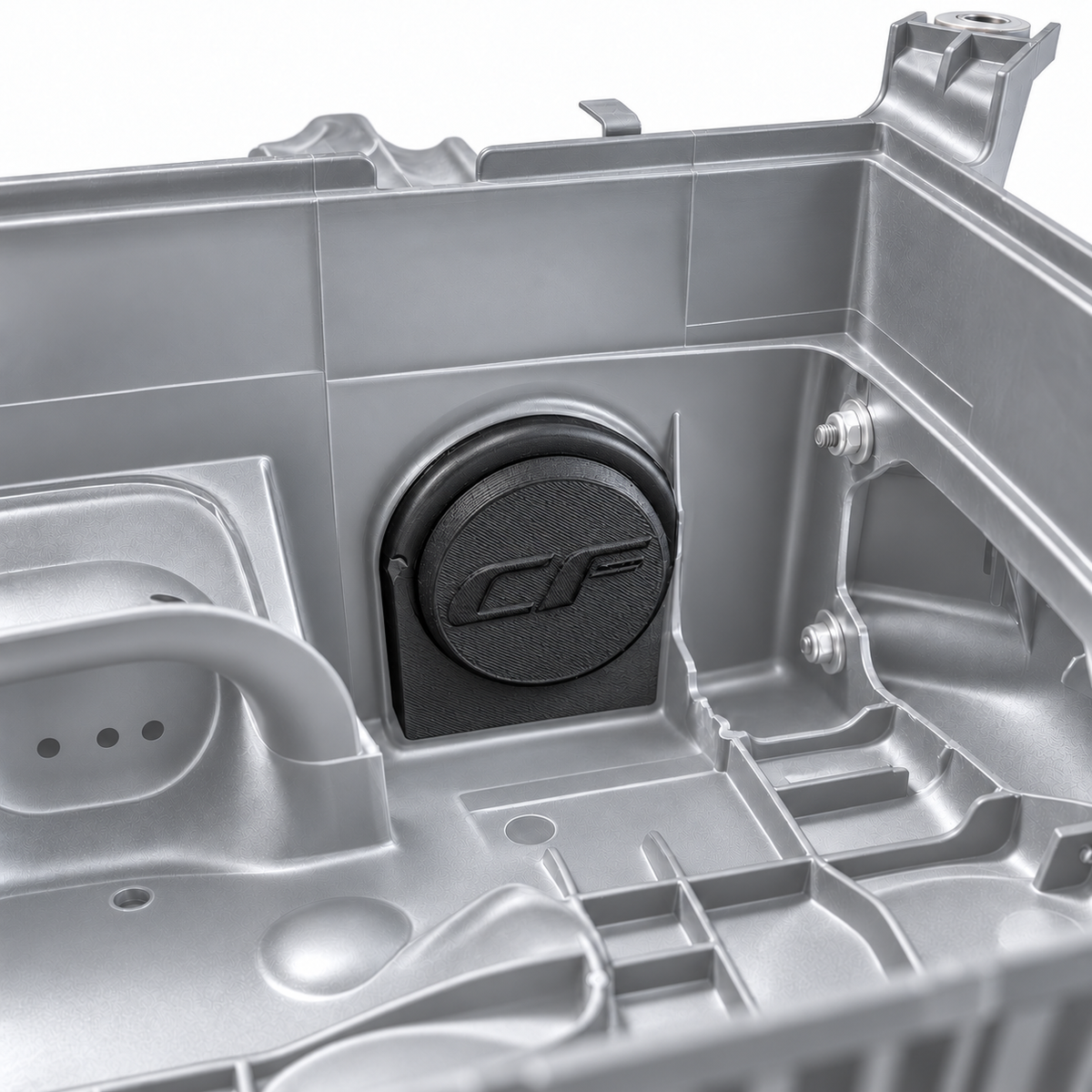 Nissan Navara NP300 stock airbox resonator delete plate installed in the airbox