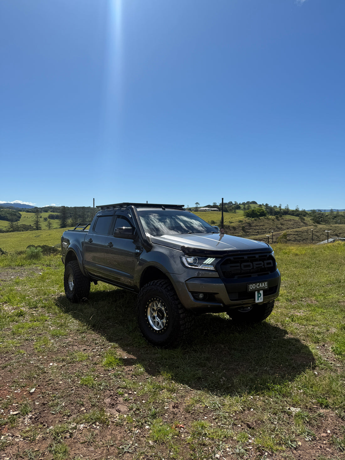 Canna Fabrication Ford Ranger PX short-entry snorkel installed on vehicle, showing durable black snorkel for off-road protection and airflow.