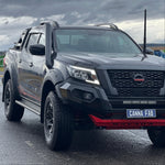 Nissan Navara NP300 D23 Short-Entry Stainless Snorkel by Canna Fabrication — brushed silver