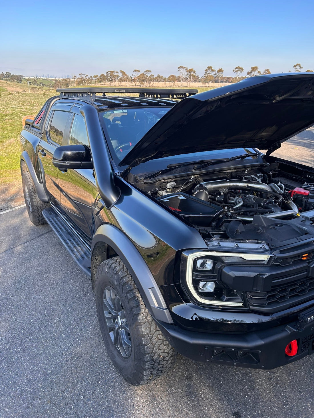 Ford Next - Gen Ranger Raptor Stainless Snorkel Short Entry - Snorkels - RR - NG - 4.5" - SE - R - Brushed Silver - Canna Fabrication